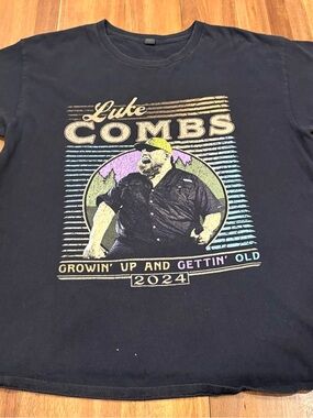 Luke Combs 2024 Growin’ Up And Gettin’ Old Tour Graphic T-Shirt Black